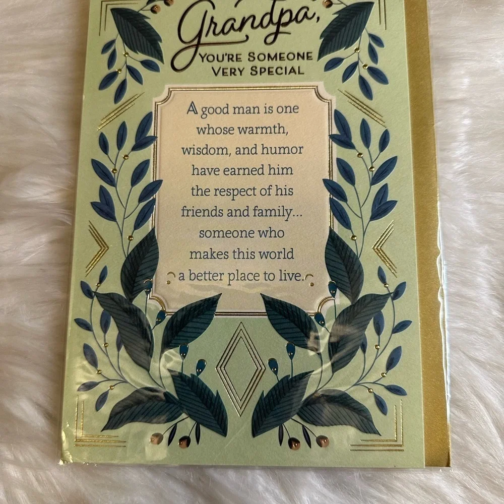 🩵5/$8 Grandpa Greeting Card with Blue and Gold Accents